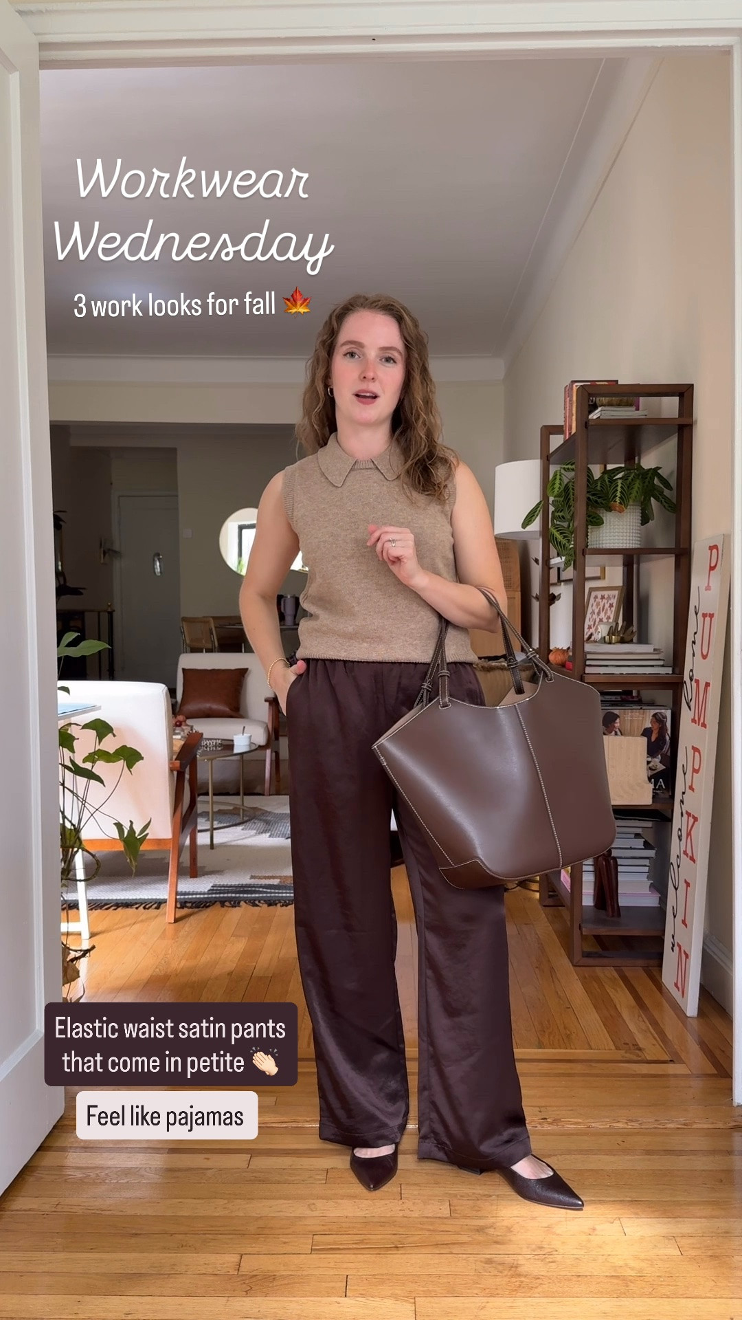 Work wear Wednesday. Fall work outfit inspiration. Pants elastic waist. Small petite (sized up 1). Xs petite sweater tank

#LTKSeasonal #LTKSaleAlert #LTKWorkwear