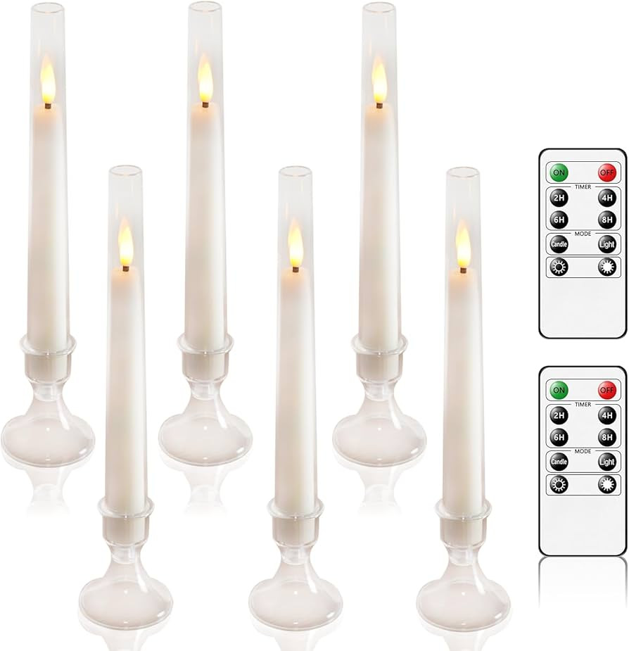 Flameless Taper Candles,with Remote and Timer Flickering Flameless Candles,6 Pack Led Candles,wit... | Amazon (US)