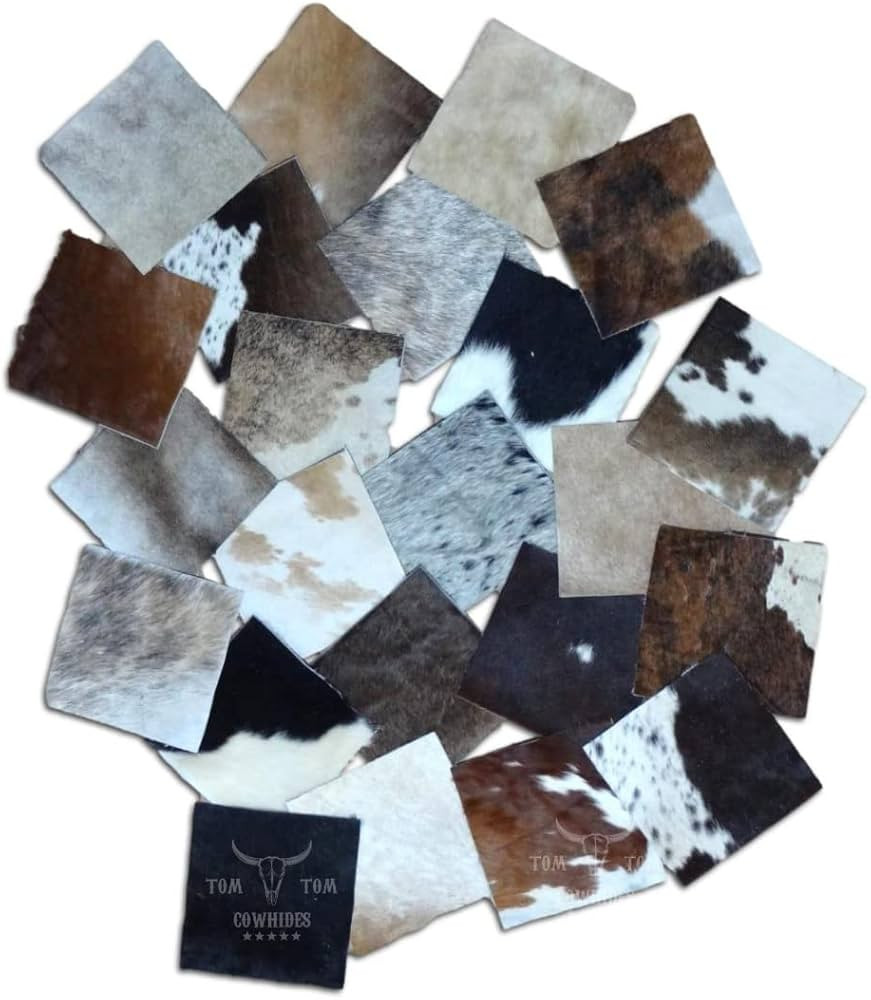 Tomtom Cowhides Nice Variety 15 Pieces Hair on Cow Hide Scrap Leather Hide Remnant (15) Pieces of... | Amazon (US)