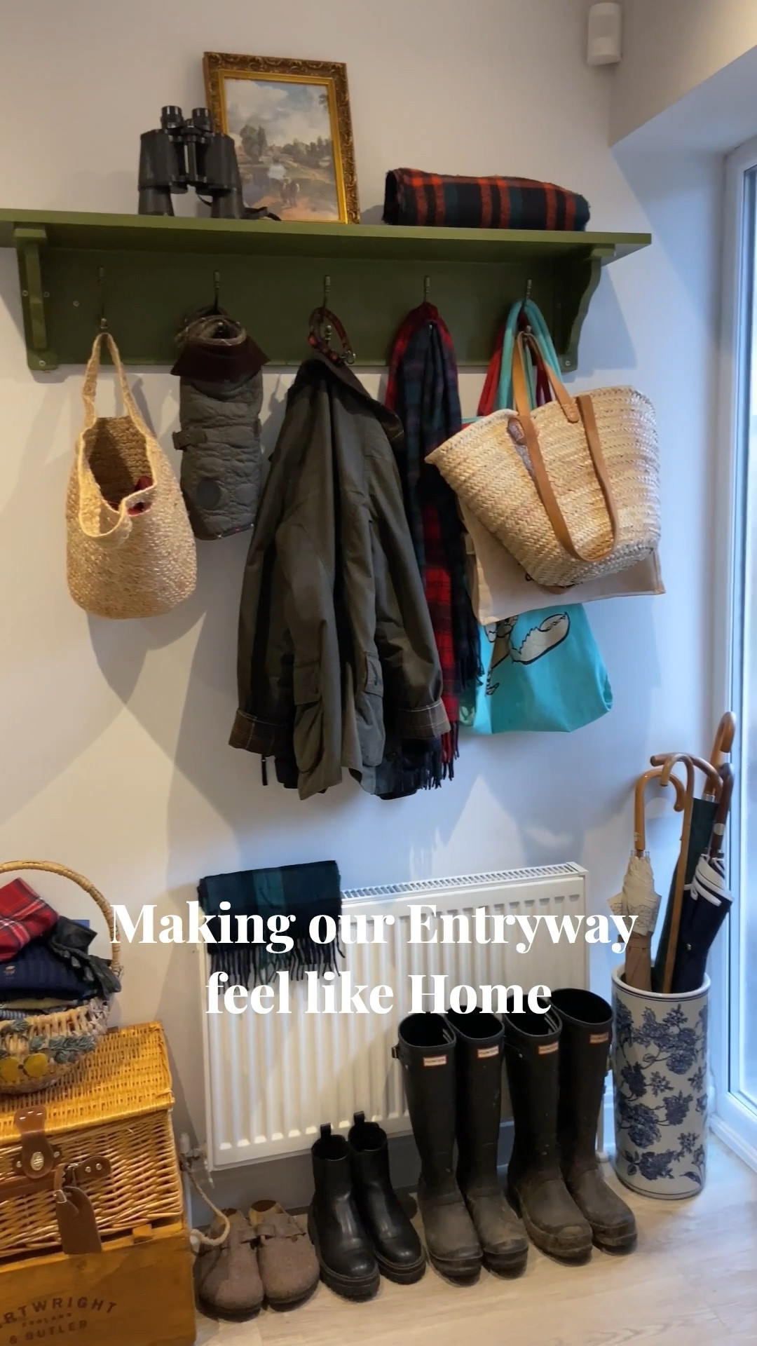 A little entryway refresh with our new coat hook shelf 🌳🐎🍂 soft green, warm wood, and simple country charm. 

#LTKstyletip #LTKuk #LTKhome