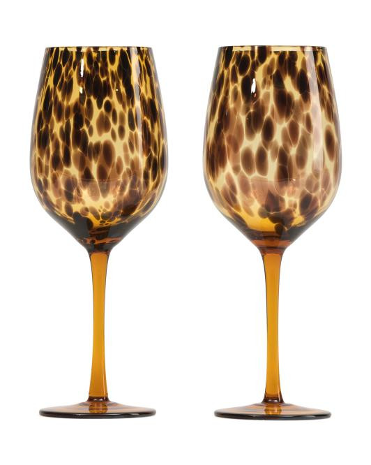 Set Of 2 Tortoise Wine Glasses | TJ Maxx