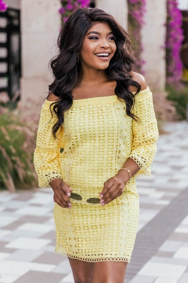 Gleaming With Glory Lace Yellow Dress FINAL SALE | The Pink Lily Boutique