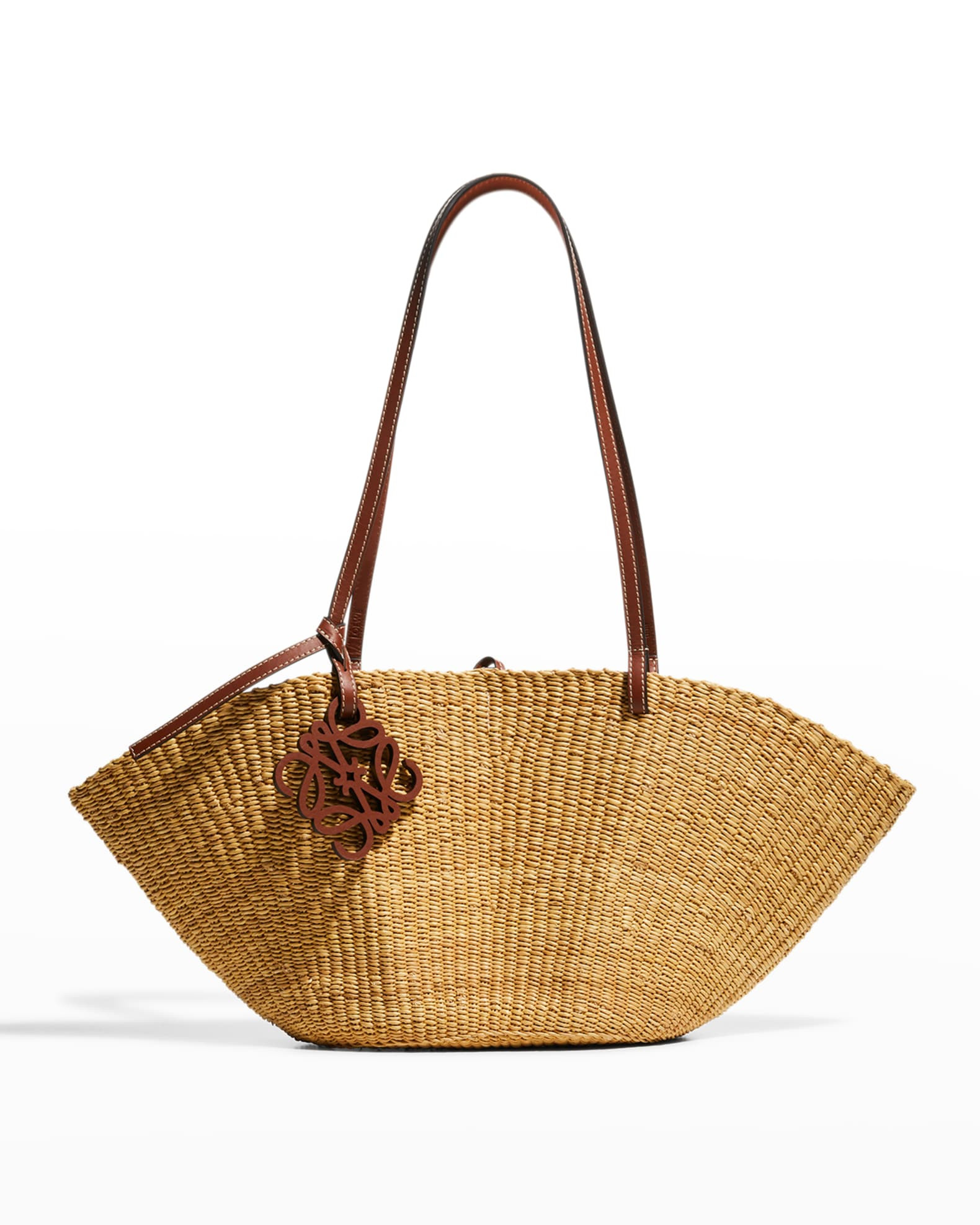 Loewe Shell Straw Basket Small Tote Bag | Neiman Marcus