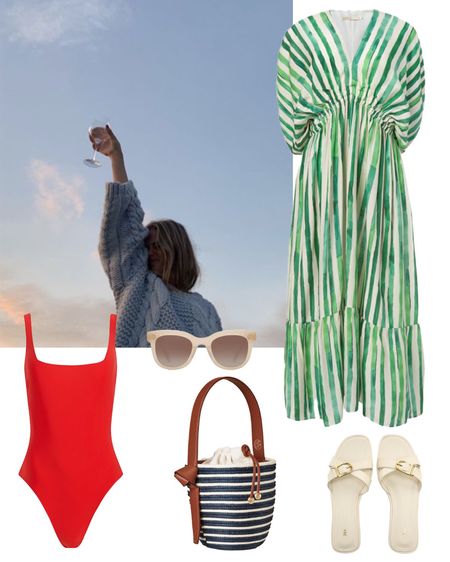 Friday Five — Vol. 22

01. red square neck swimsuit — a timeless staple in the most festive color.
02. breton lunchpail bag — raffia + a bucket bag = perfect spring/summer combo.
03. classic neutral sunglasses — love the sand color of these, beautiful and goes with everything.
04. white buckle sandals — the perfect wear with everything sandal.
05. green striped caftan — can make the transition from day to night, casual to fancy. Love!

Full story up on my site 〰️ lyndsbianco.com
