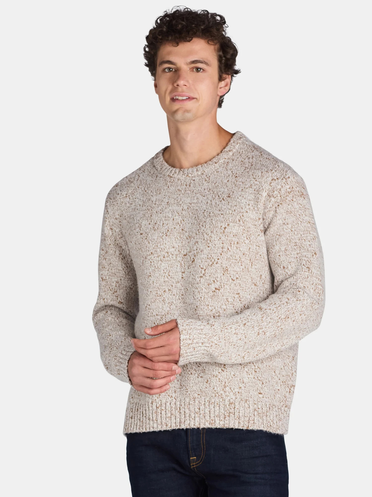 No Boundaries Confetti Knit Crewneck Sweater, Men’s and Big Men’s | Walmart (US)