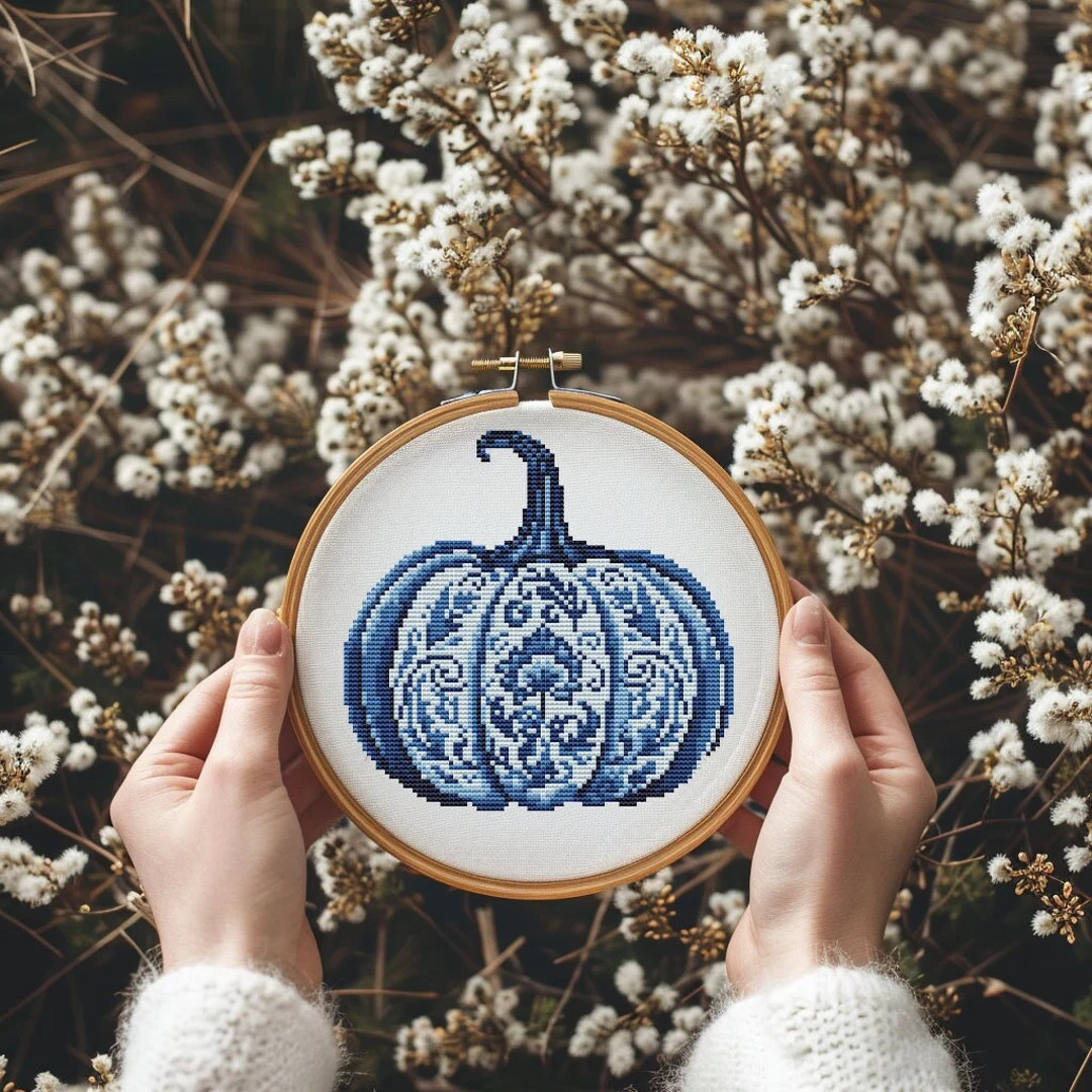 Blue Pumpkin Cross Stitch Pattern PDF - Cs2 - Etsy | Etsy (US)