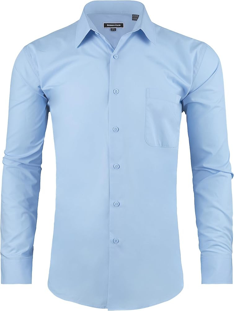 Men's Dress Shirt Regular Fit Long Sleeve Wrinkle-Resistant Business Formal Solid Button Down Shi... | Amazon (US)