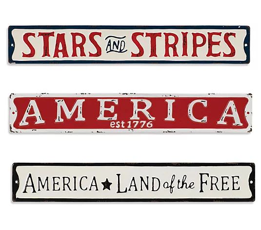 S/3 Assorted 22"L Americana Wall Signs by Gerson Co - QVC.com | QVC
