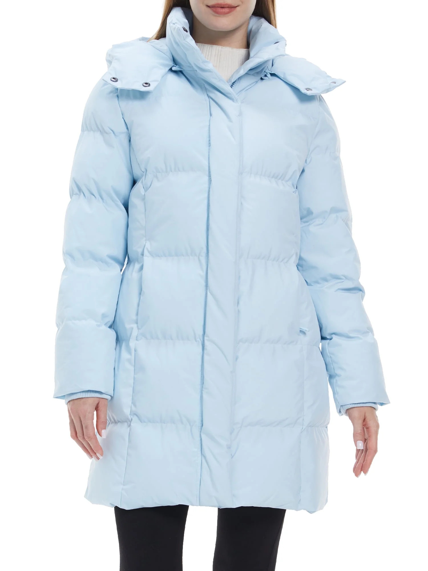 Wantdo Women's Winter Coat Warm Puffer Jacket Recycled Winter Bubble Jacket with Hood Light Blue ... | Walmart (US)