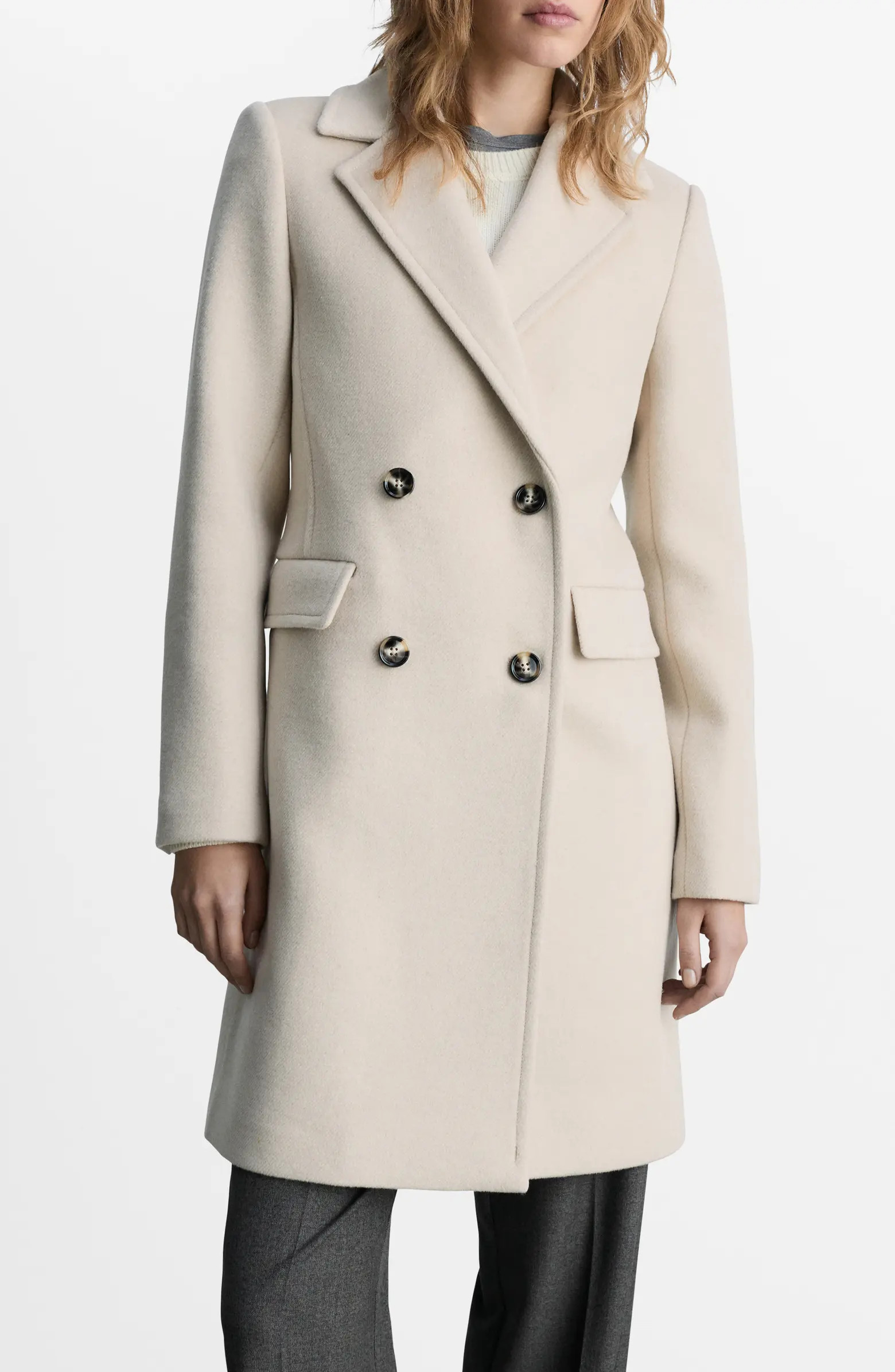 MANGO Double Breasted Coat | Nordstrom | Nordstrom