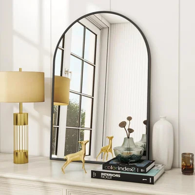 Arched Wall Mirror, 24 x 36 inch Arch Bathroom Mirror Black | Wall Mounted Vanity Mirror with Arch Metal Frame, Modern Bathroom Vanity Mirror for Bedr | Wayfair North America