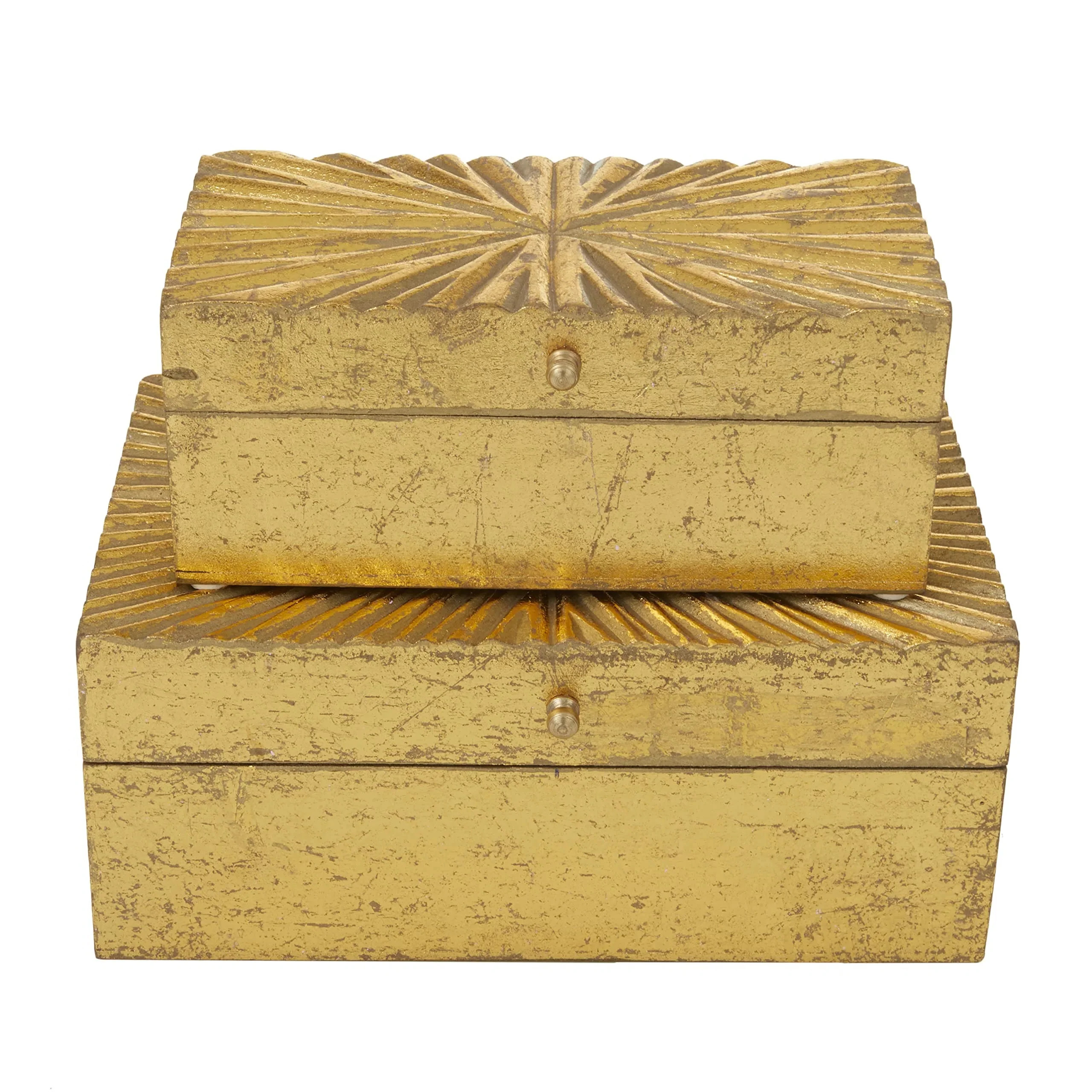 Wood Geometric Decorative Box with Hinged Lid Set | Wayfair North America