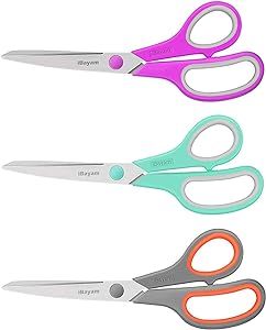 Scissors, iBayam 8" All Purpose Scissors Bulk 3-Pack, Ultra Sharp 2.5mm Thick Blade Shears Comfor... | Amazon (US)