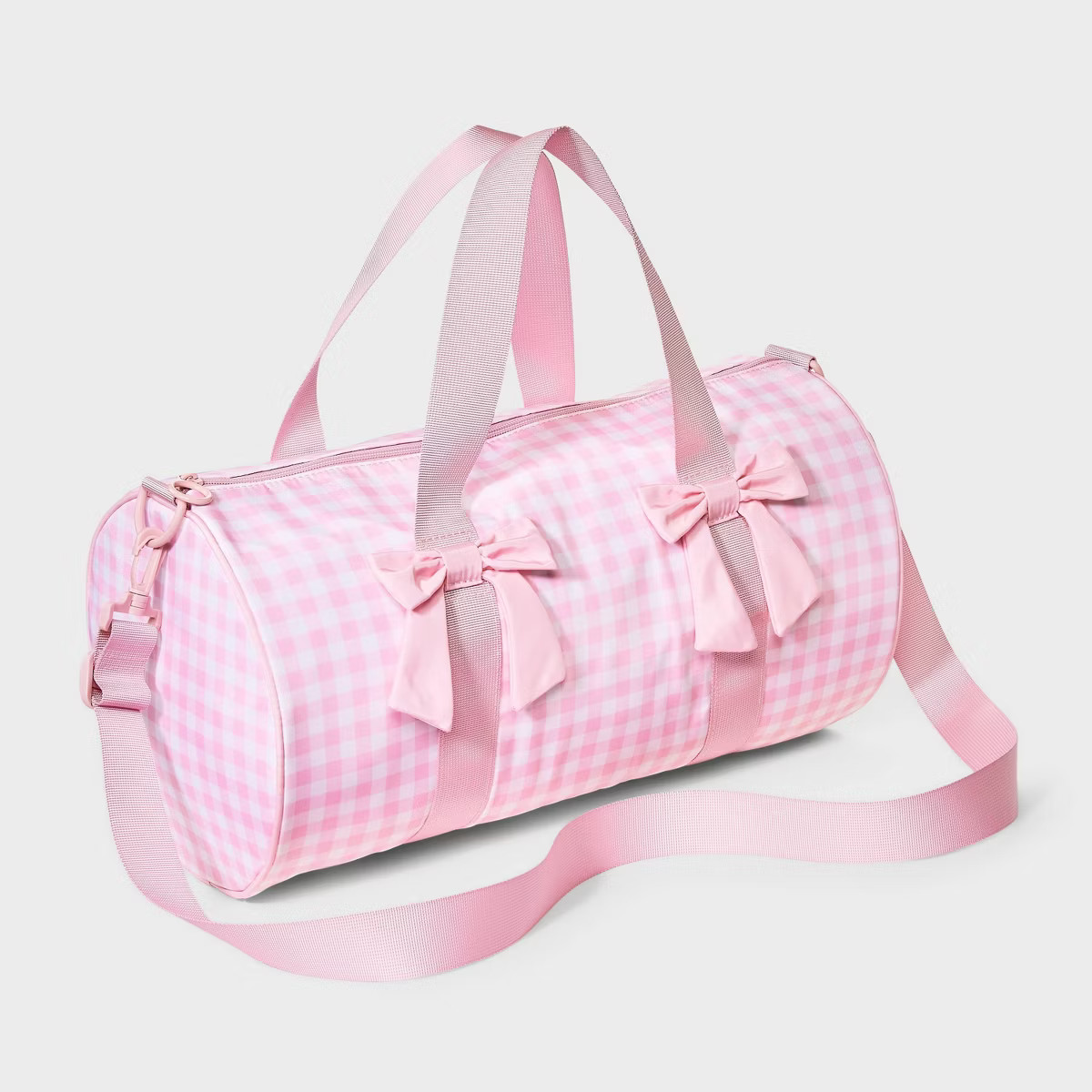 Girls' Gingham Printed and Bows Duffel Bag - Cat & Jack™ Pink | Target
