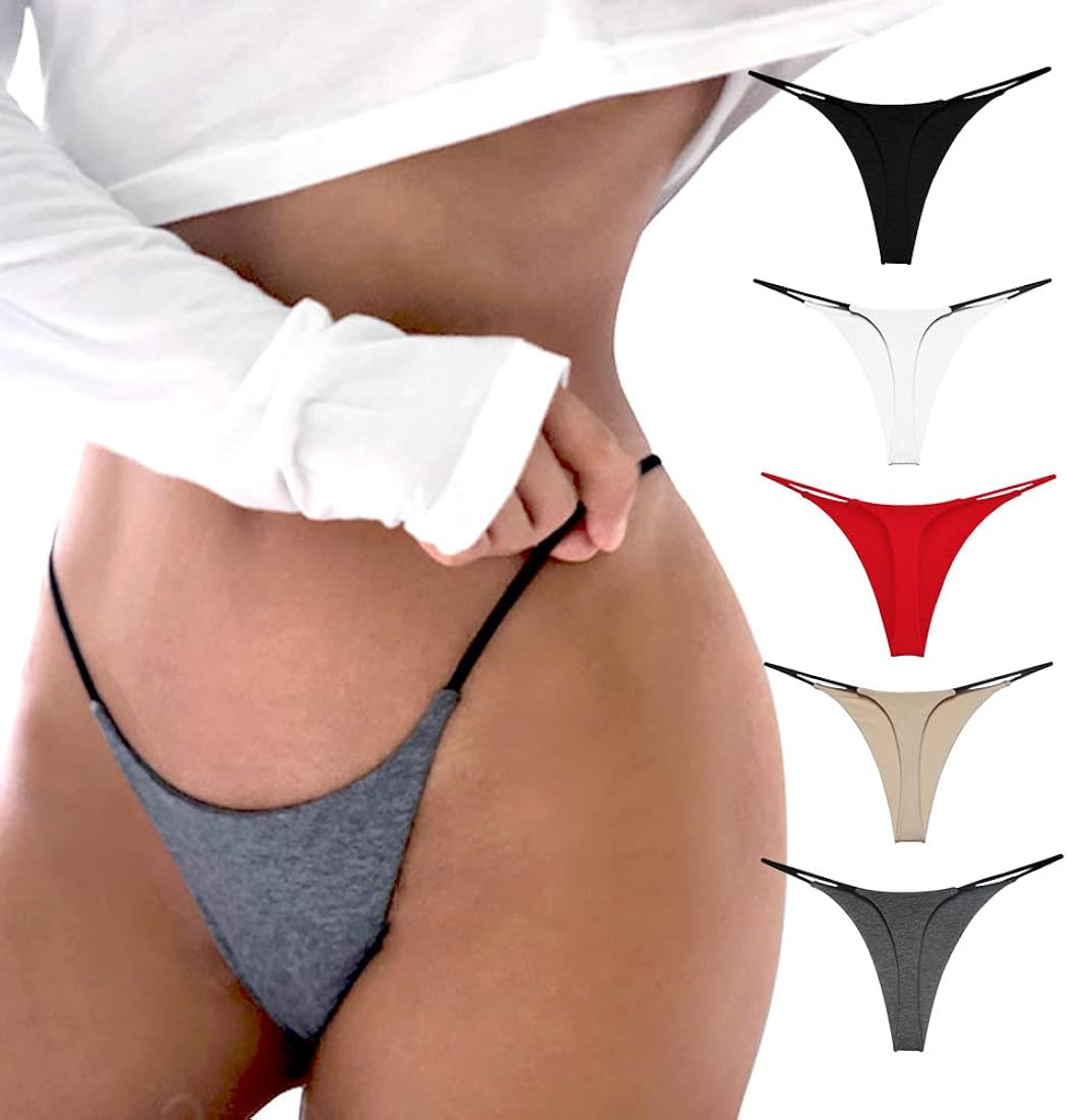 PHOLEEY G-String Thongs Knickers for Women Panties 5-Pack Cotton Sexy Underwear | Amazon (UK)
