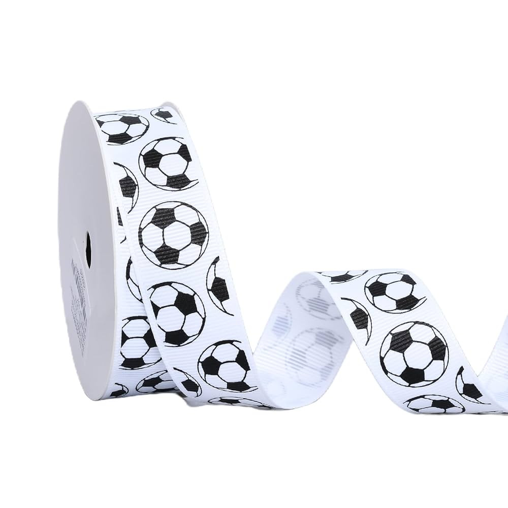 YAMA Soccer Ball Ribbon, 7/8 Inch 10 Yards, Grosgrain Sports Ribbon for Crafts Hair Bows Gift Wra... | Amazon (US)