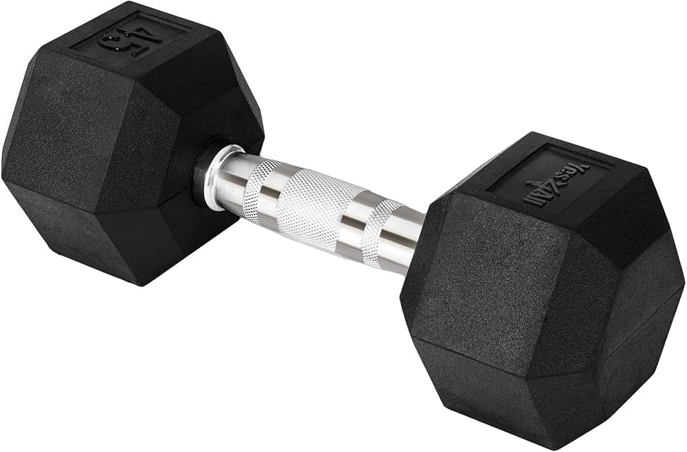Yes4All Chrome Grip Encased Hex Dumbbells – Hand Weights With Anti-Slip 5-50 LBS Single | Amazon (US)