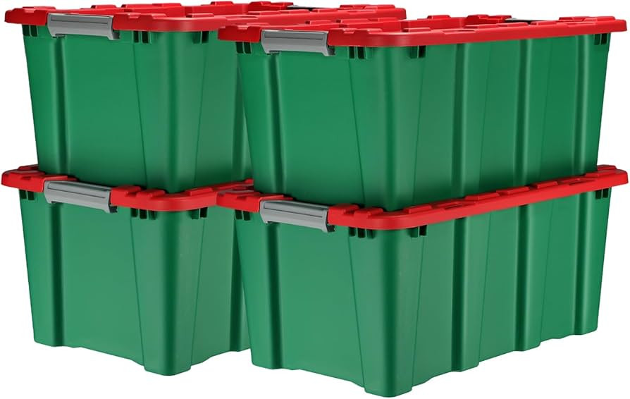 V12 11 Gal Heavy Duty Plastic Storage Bins with Lock Hole & Handle, Stackable Tough Tote Storage ... | Amazon (US)