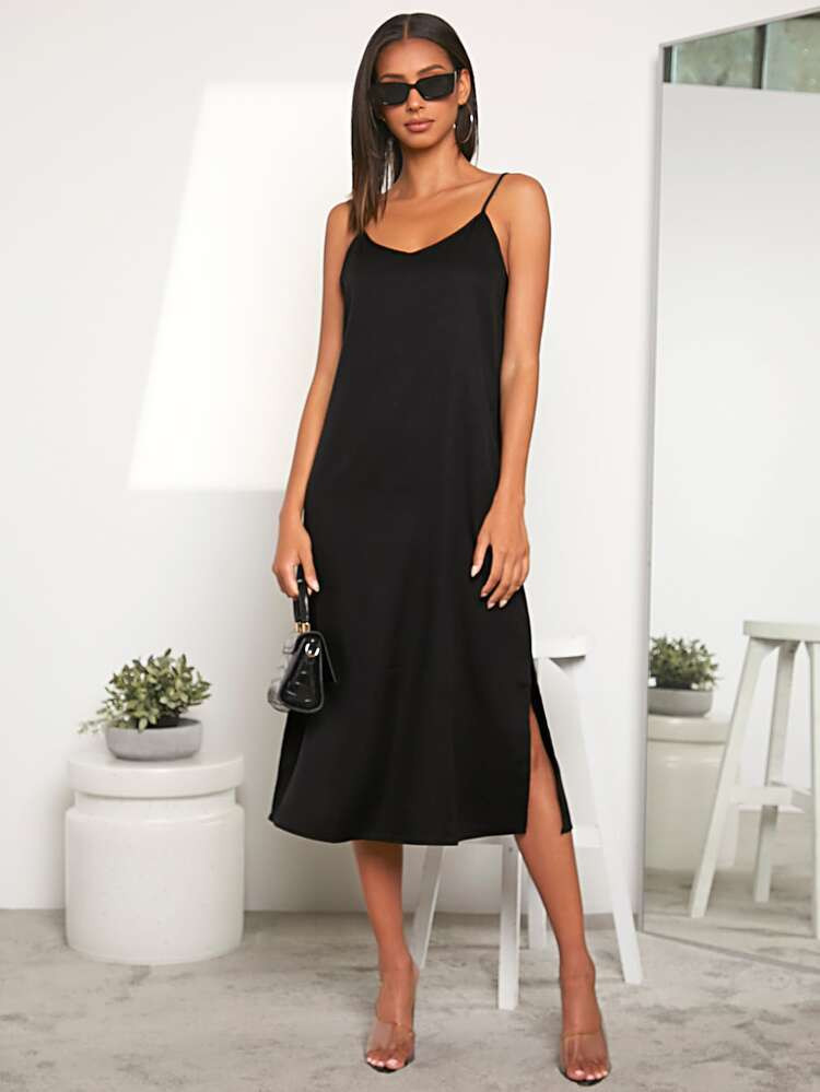 evoluSHEIN Solid Split Cami Dress | SHEIN