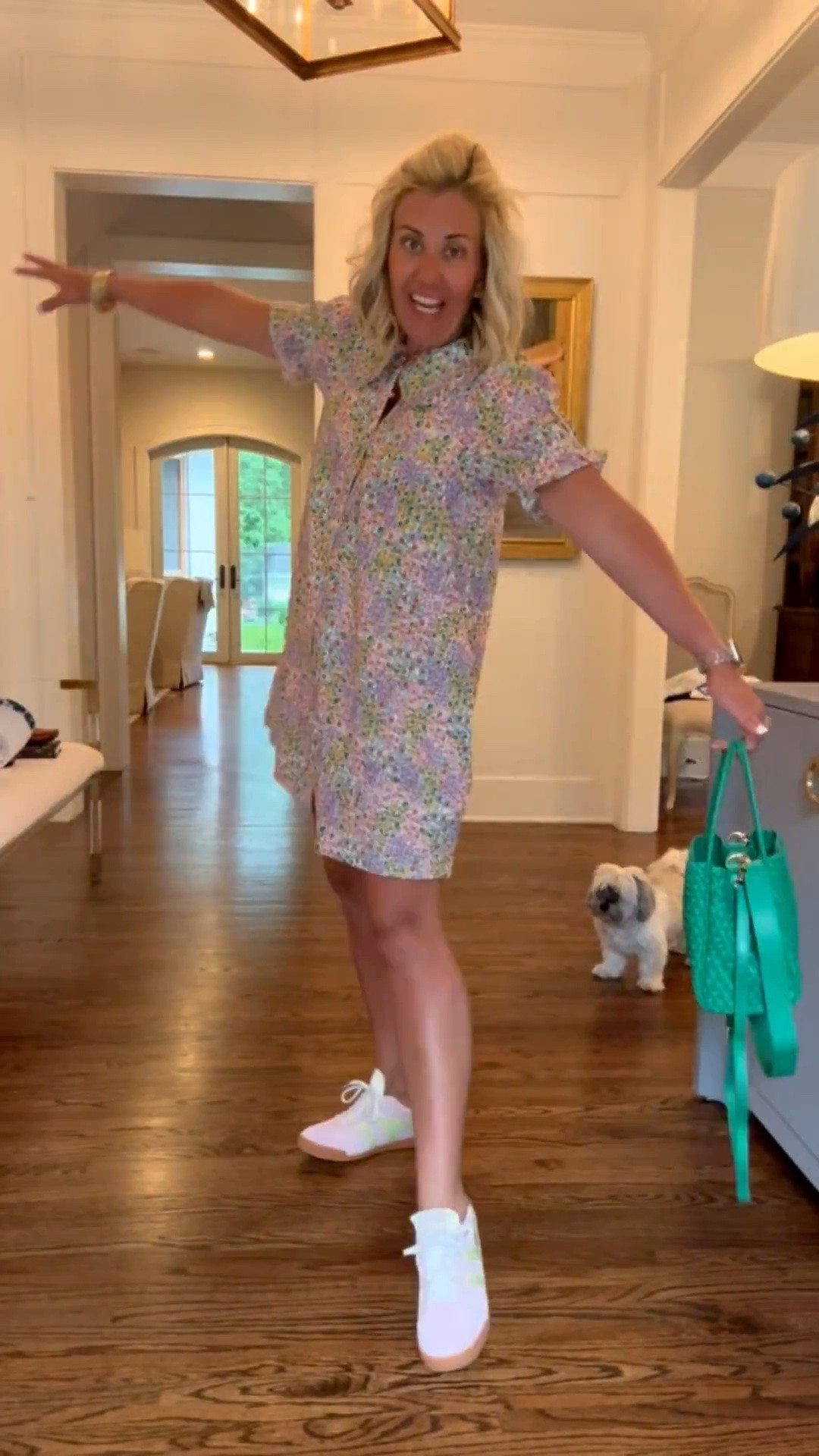 Such an easy yes dress!! This color combo is gorgeous! You know we are dressing this one up or wearing it more casual with a cute sneaker. I’m in a small dress and 8 sneaker tts. 

@Anthropologie 
#anthropartner

#LTKdayinmylife #LTKootd #LTKmomlife