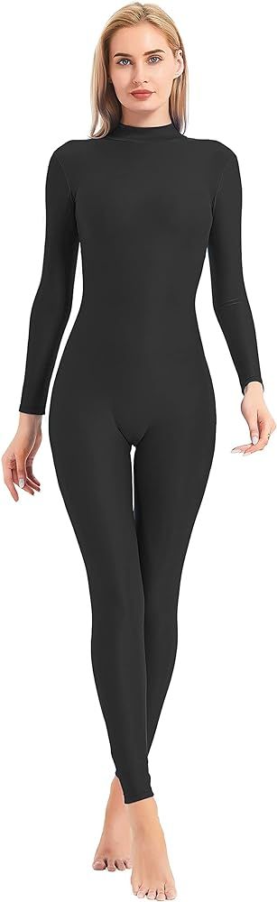 speerise Bodycon Jumpsuit for Women Long Sleeve Adult High Neck Zip One Piece Unitard Full Body Leot | Amazon (US)
