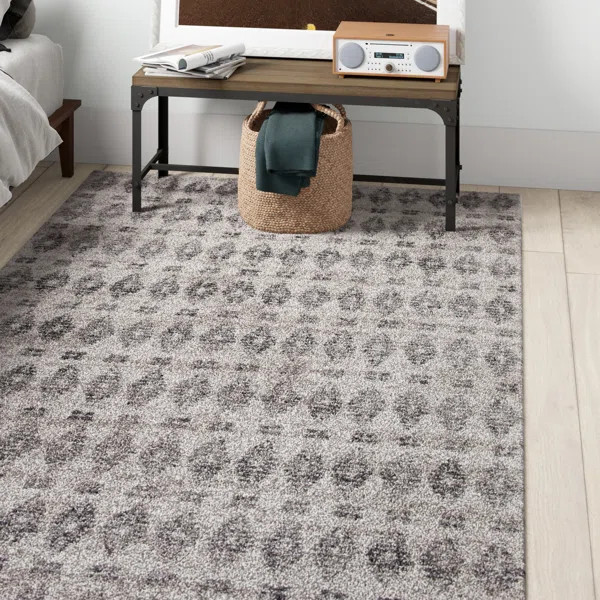 Bynum Geometric Shag Ivory/Charcoal Area Rug | Wayfair Professional