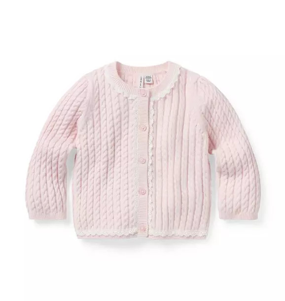 Baby Lace Trim Cable Knit Cardigan | Janie and Jack