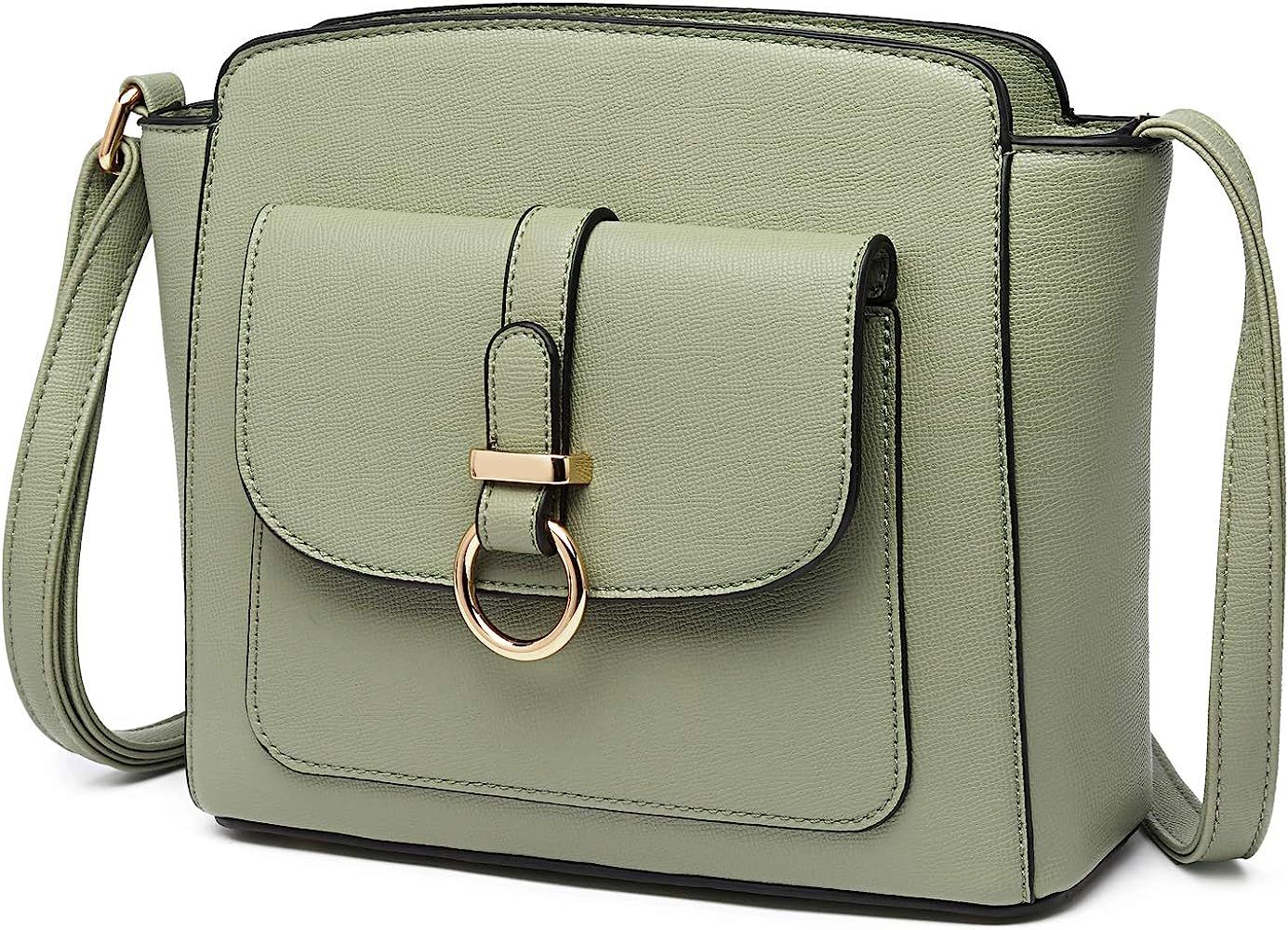 LA TERRE Vegan Faux Crosshatch Leather Crossbody Bag with Flap Pocket | Amazon (US)