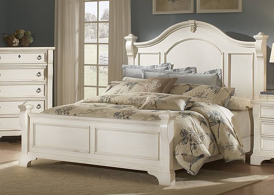 American Woodcrafters Heirloom Poster Bed, Queen, Antique White | Amazon (US)