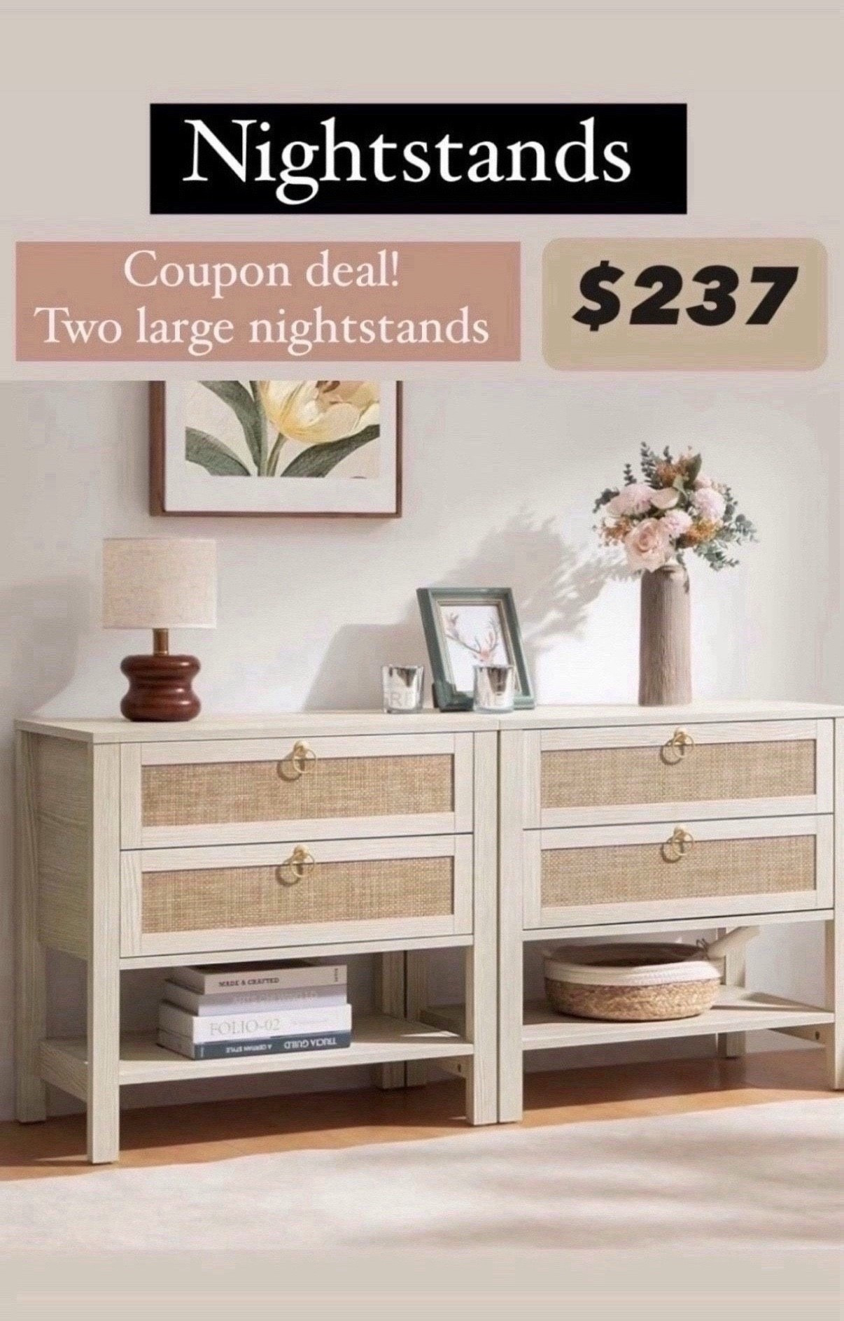 2 large nightstands.  These are very popular if your are looking for aesthetic nightstands 


#nightstand #amazonholiday #fallfavorites2024

 #LTKWatchNow #LTKHome

#LTKSaleAlert