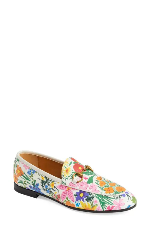 Gucci x Ken Scott Jordaan Floral Print Loafer in Ivory Pink/Mystic White at Nordstrom, Size 6.5Us | Nordstrom