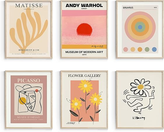 Habseligkeit Abstract Wall Art Prints, Flower Market Wall Art Prints, Cute Matisse Posters for Ro... | Amazon (US)
