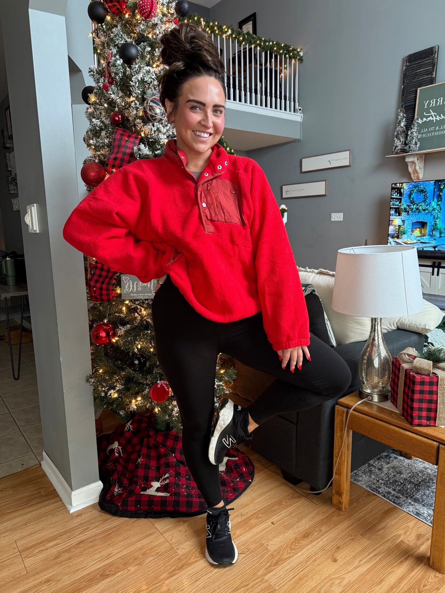 I love the festive fleece pull over from Amazon ! So thick and warm ! #holidays #fleece #sweater 

#LTKHoliday #LTKGiftGuide #LTKootd