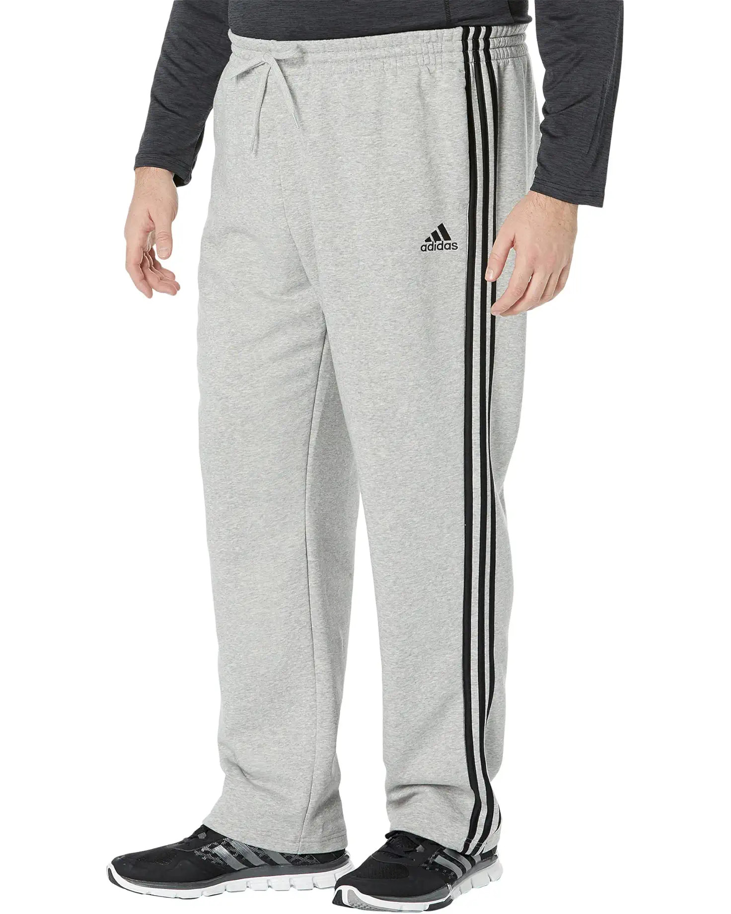 adidas Big & Tall Essentials Fleece Open Hem 3-Stripes Pants | Zappos