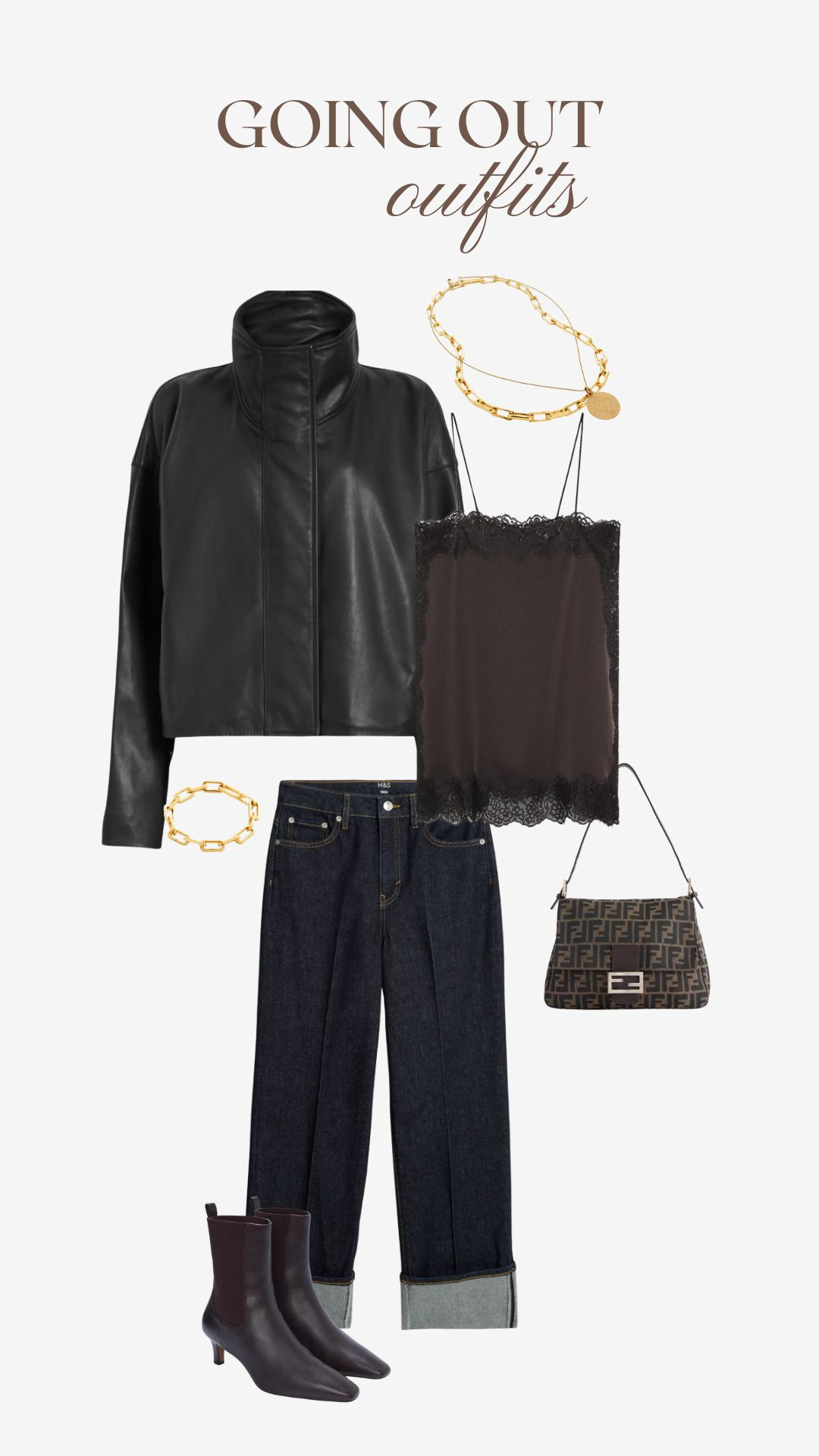 Going out with the girls outfit, leather jacket, jeans and a nice top, lace top, Zara, high street finds, ankle boots, gold accessories 

 

#LTKuk #LTKautumn #LTKstyletip