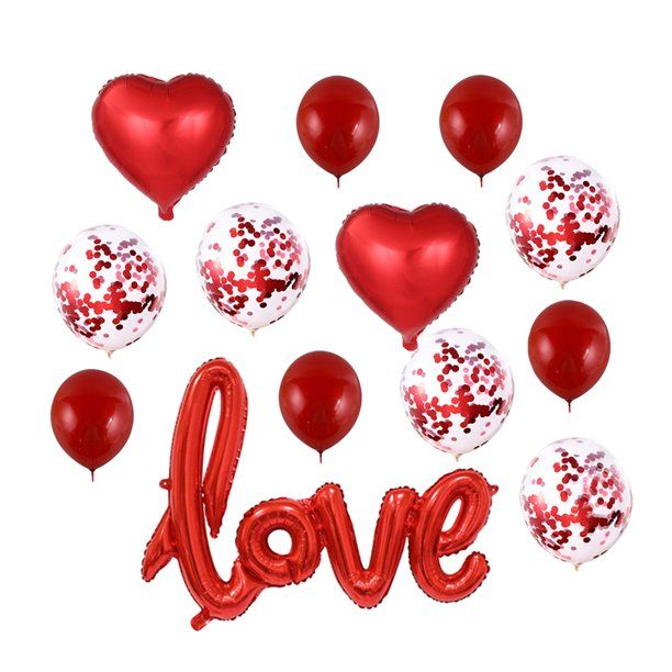 Tinksky Red Love Décor Shining Latex Balloons, 13 Count | Walmart (US)