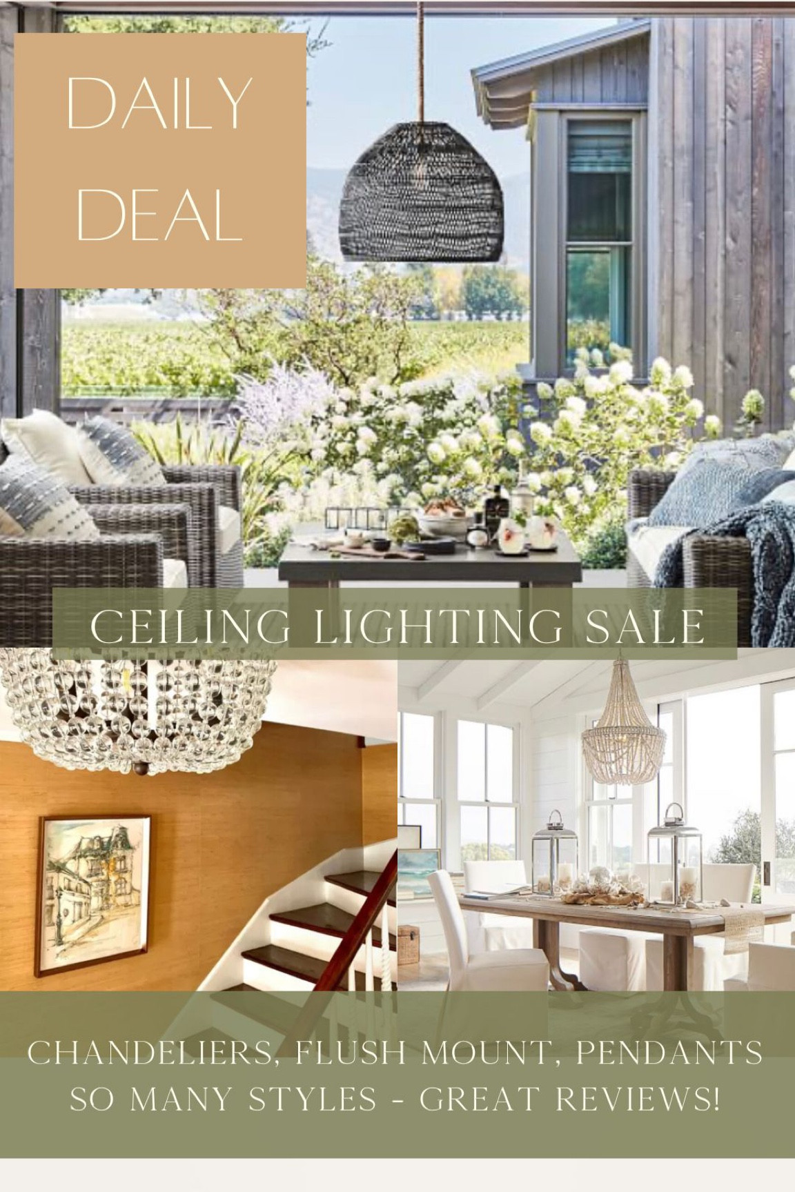 Ceiling Lighting sale! 
Chandeliers, flush mount, pendants
So many styles - great reviews!
Indoor & Outdoor options

Pottery Barn Sale. Ballard Designs Lighting Sale. Bead Chandeliers. Nursery Lighting. Patio Decor. 

#LTKhome #LTKsalealert