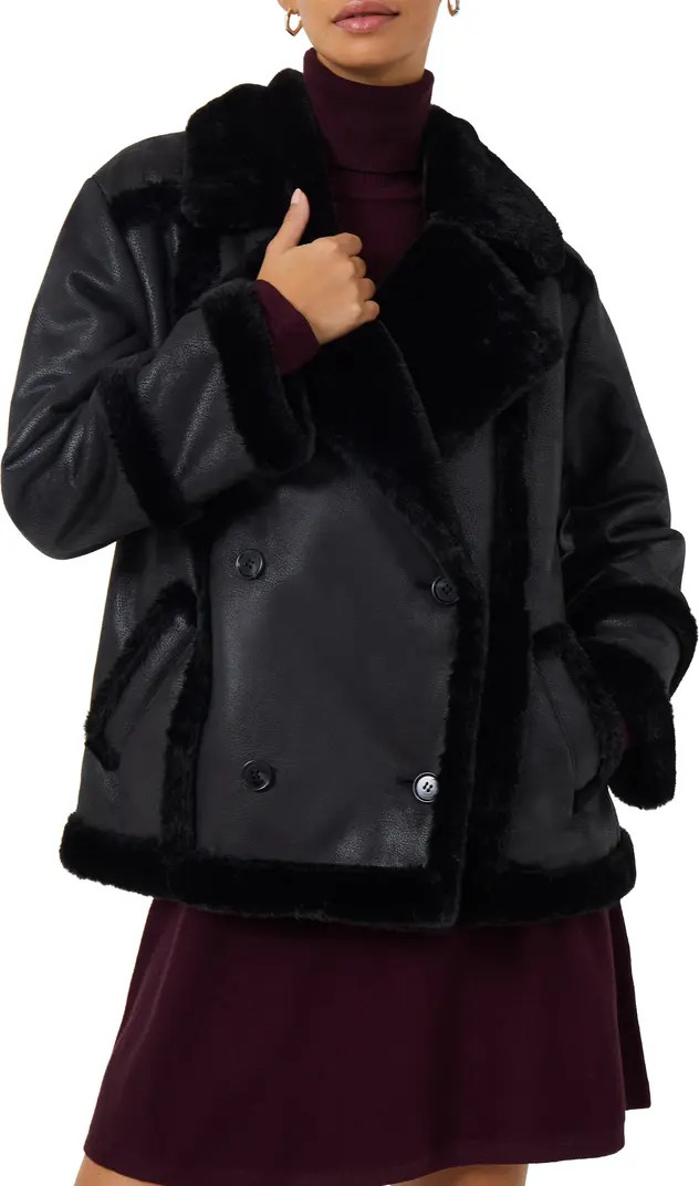 Belen Double Breasted Faux Shearling Jacket | Nordstrom