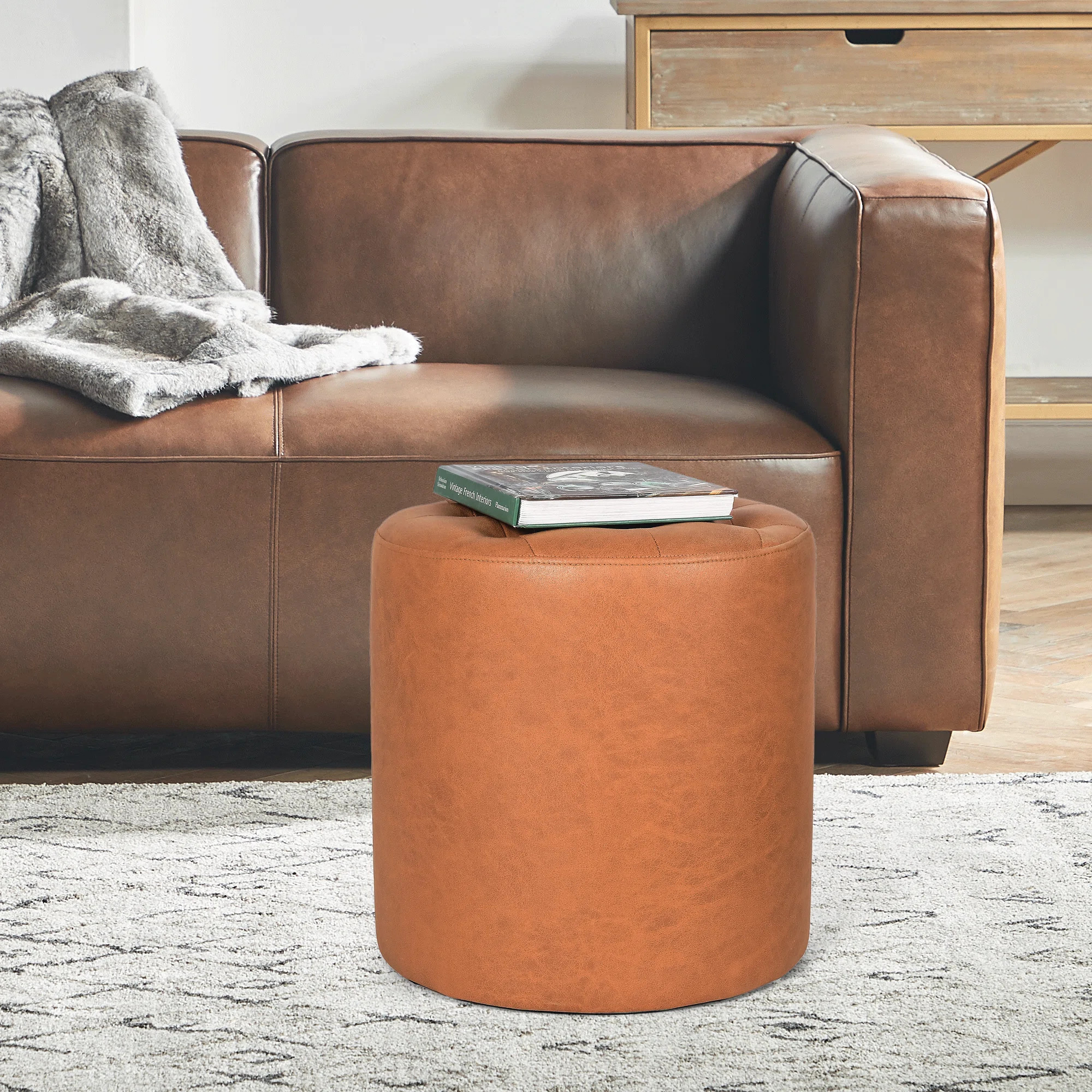 Rangi Tufted Round Standard Ottoman | Wayfair North America