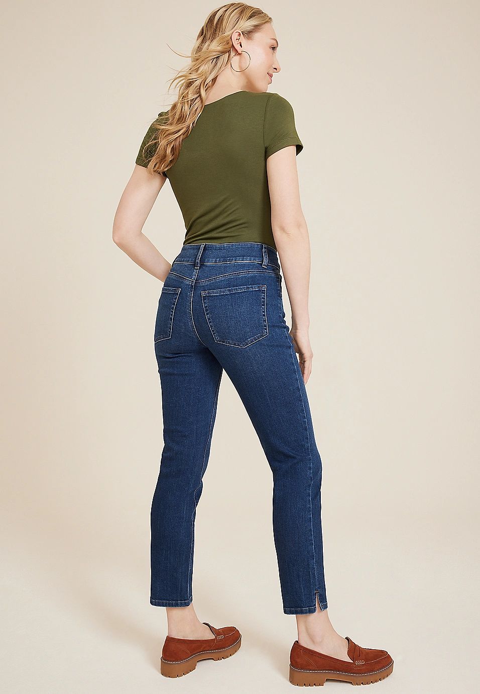 m jeans by maurices™ Dark Mid Rise Slim Straight Ankle Jean | Maurices