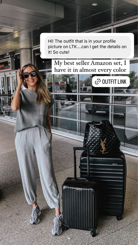 Cosy, comfortable and stylish airport outfit ✈️ This Amazon set a best seller , I love it so much that I have it in so many different colors 😆 runs true to size 
Wearing a size small 



#LTKstyletip #LTKU #LTKtravel