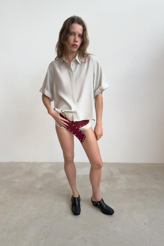 100% LEATHER STUDDED CUMMERBUND BELT | Zara AU