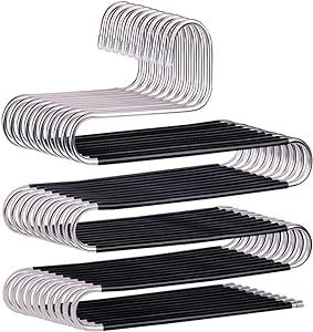 Pant Hangers Space Saving - 10 Pcs Black Pants Hangers S Hangers for Jeans Hangers | Amazon (US)