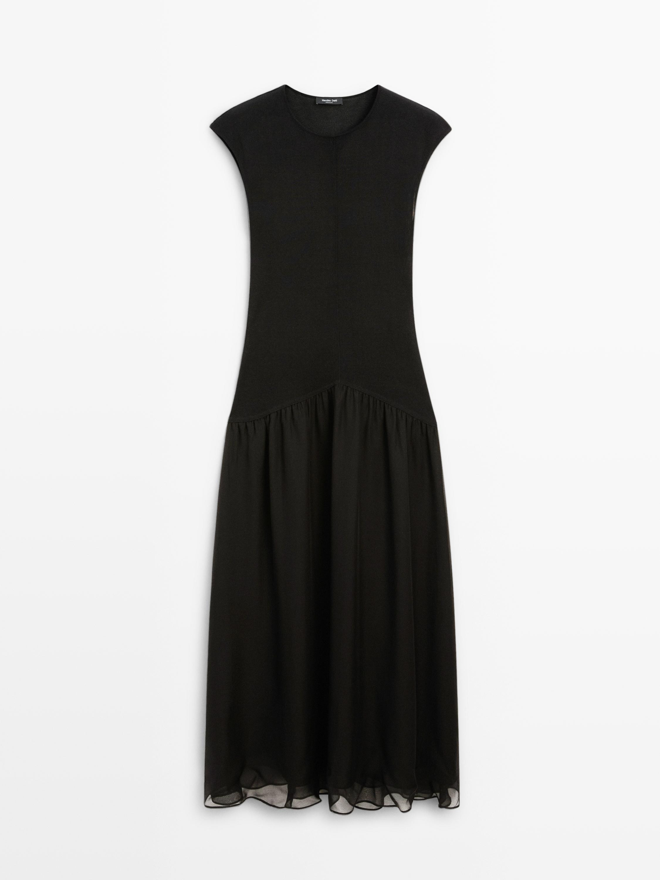 Long contrast dress | Massimo Dutti US