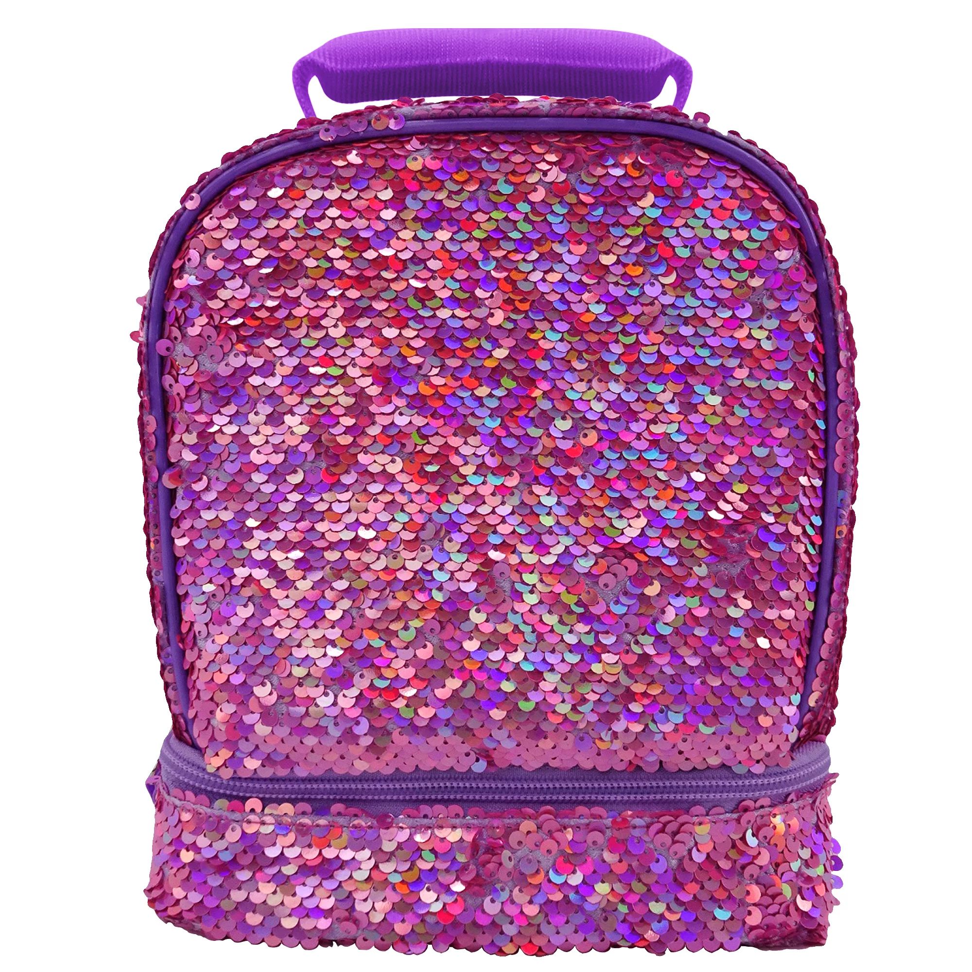 Fashion Kid's Rainbow Sequins Dual Compartment Insulated Reusable Lunch Bag for Girls - Walmart.c... | Walmart (US)