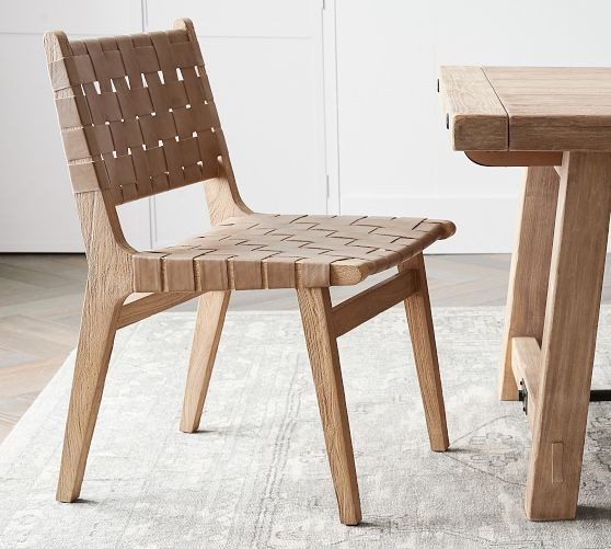 Fenton Woven Leather Dining Chair | Pottery Barn (US)
