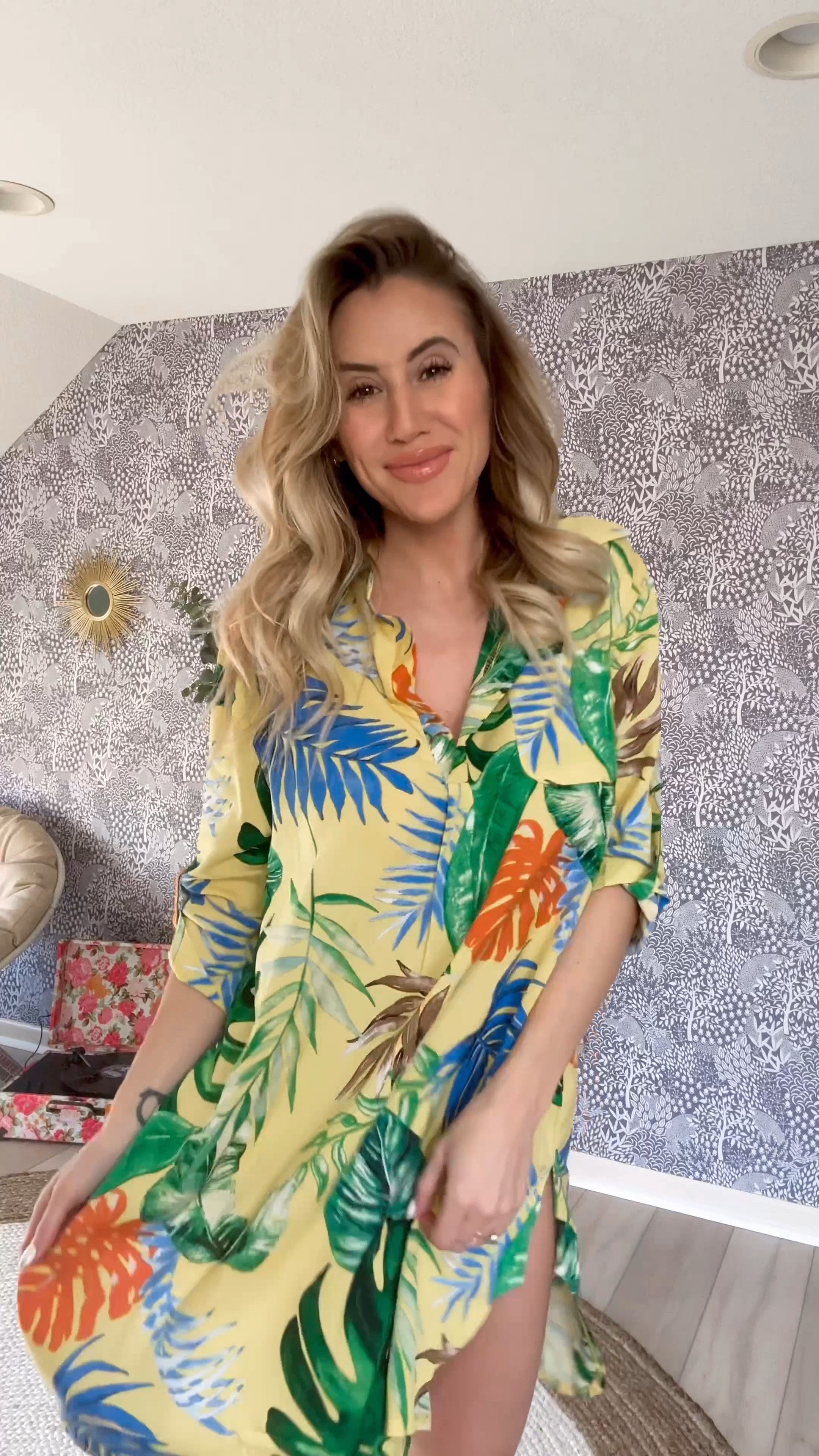 Bright Yellow Amazon Swim Beach Cover Up with Tropical Print - wearing size small. Tons of colors & patterns available. amazonfinds #amazonfashion #founditonamazon

#LTKunder50 #LTKstyletip #LTKswim