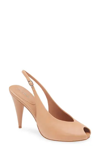 Jeffrey Campbell Snoah Slingback Peep Toe Pump in Tan at Nordstrom Rack, Size 10 | Nordstrom Rack