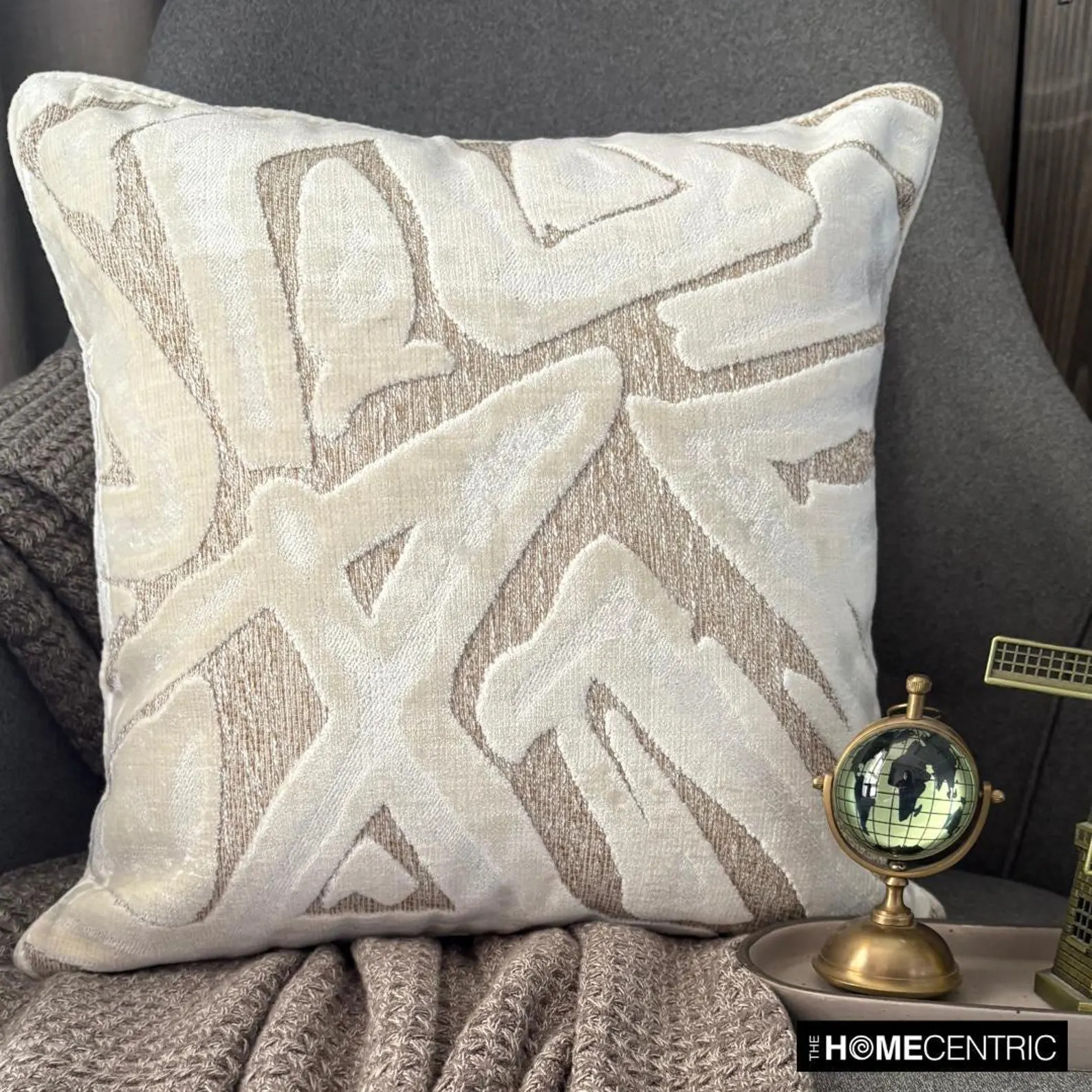 Ivory Cut Velvet, Abstract Pattern, Modern Throw Pillow Cover / Euro Sham - Velvet Strokes | Etsy (Global)