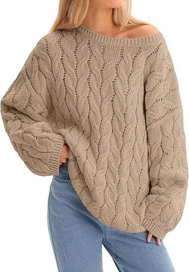 Cicy Bell Womens Oversized Cable Knit Sweaters Long Sleeve Crewneck Chunky Loose Fit Pullover Top... | Amazon (US)